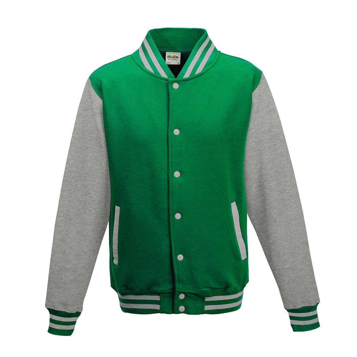 AWDis JHA043 Adult Fleece Letterman Jacket (Kelly Green/Heather