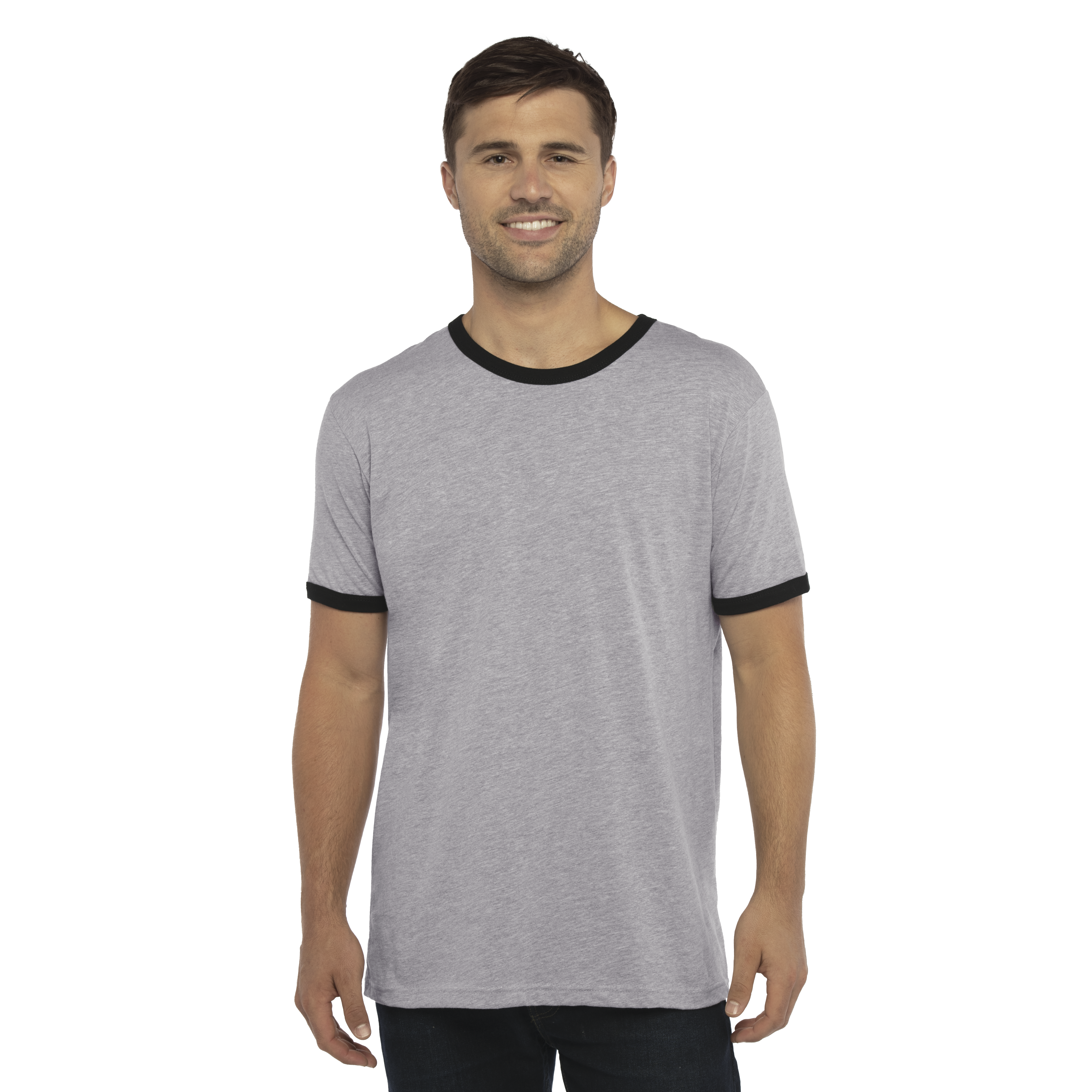 Tシャツ・カットソー No.1210 pigment monster ringer half T (3color) Next Level Unisex Cotton Ringer T-Shirt (Heather Gray/Black