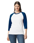 3X-Large White/Trim Navy Gildan 5700 