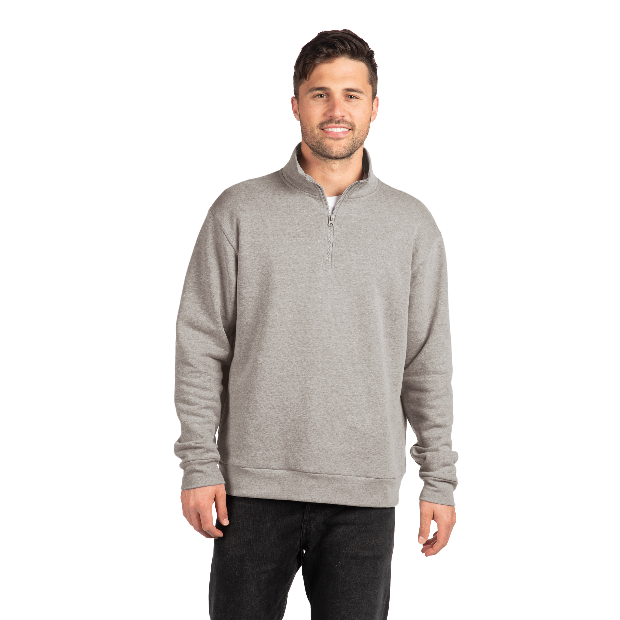 Next Level Unisex Fleece Quarter Zip (Heather Gray