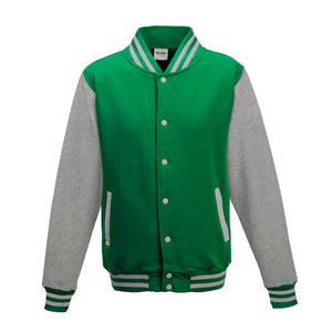 AWDis JHA043 Adult Fleece Letterman Jacket (Kelly Green/Heather