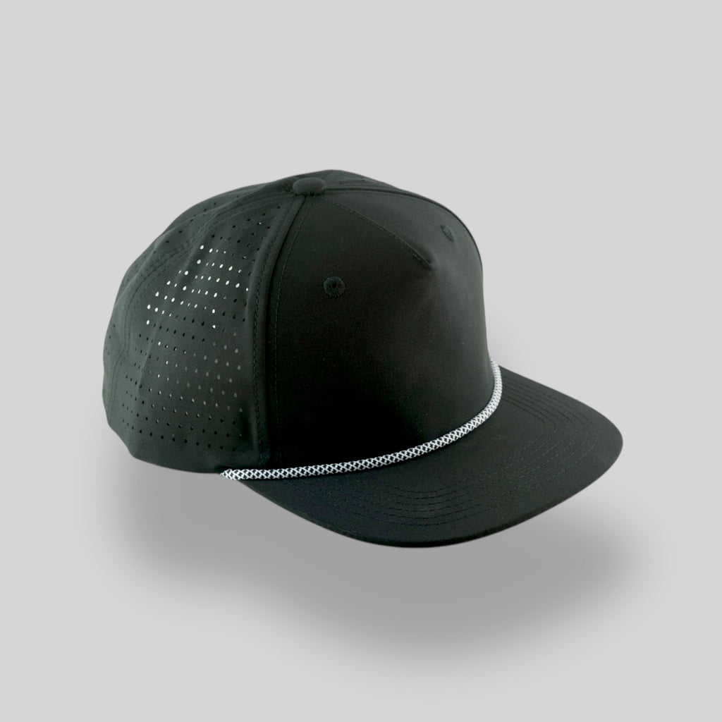One Size Black/Black-White Blank Rope Hats PSTP 
