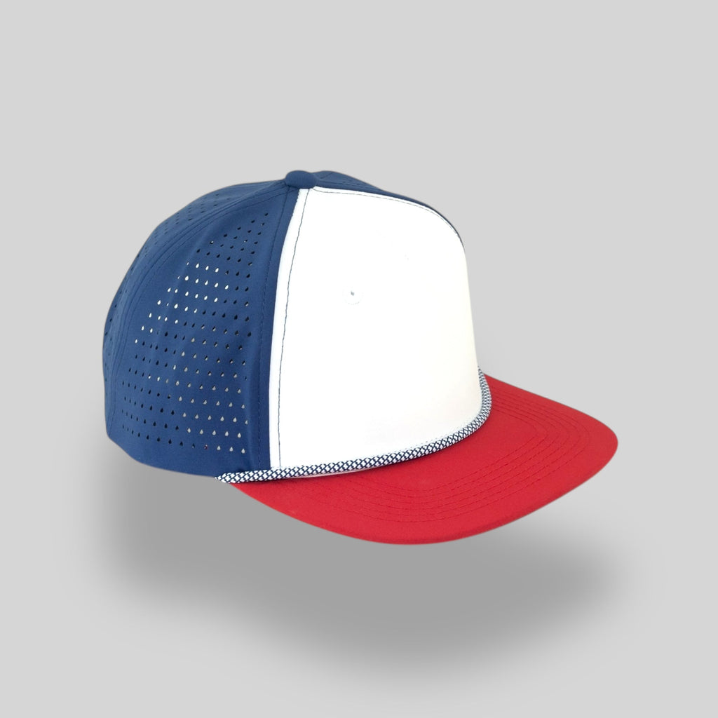 One Size Red-White-Blue/Navy-White Blank Rope Hats PSTP 