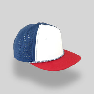 One Size Red-White-Blue/Navy-White Blank Rope Hats PSTP 