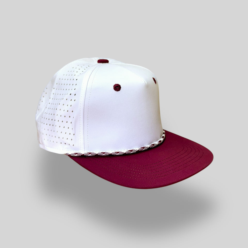 One Size White-Maroon/White-Maroon Blank Rope Hats PSTP 