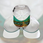 One Size White Redfish/Black-Teal Blank Rope Hats RP510 