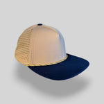 One Size Taupe Brown-Navy Bill/Tan-Navy Blank Rope Hats RP510 