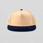 One Size Taupe Brown-Navy Bill/Tan-Navy Blank Rope Hats RP510 