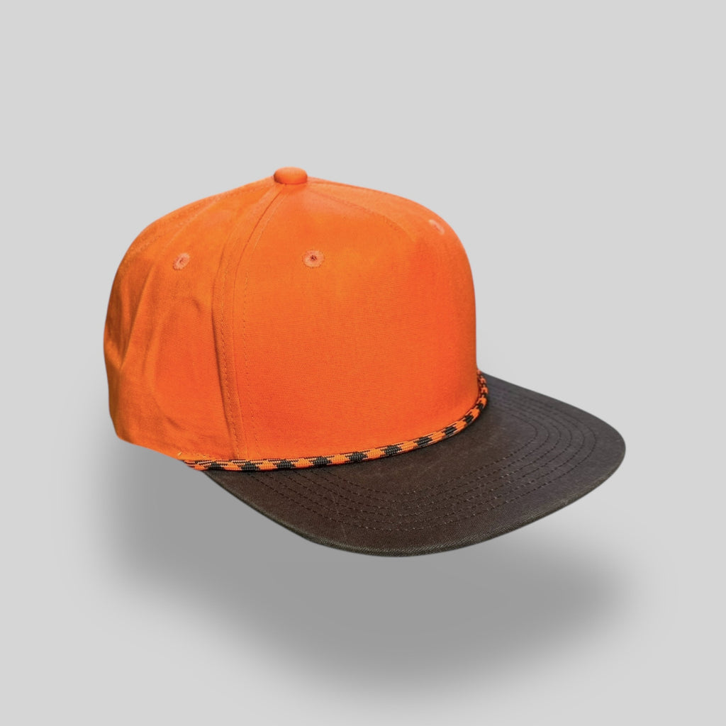 One Size Blaze Orange-Brown Bill/Orange-Brown Blank Rope Hats WSTHC 