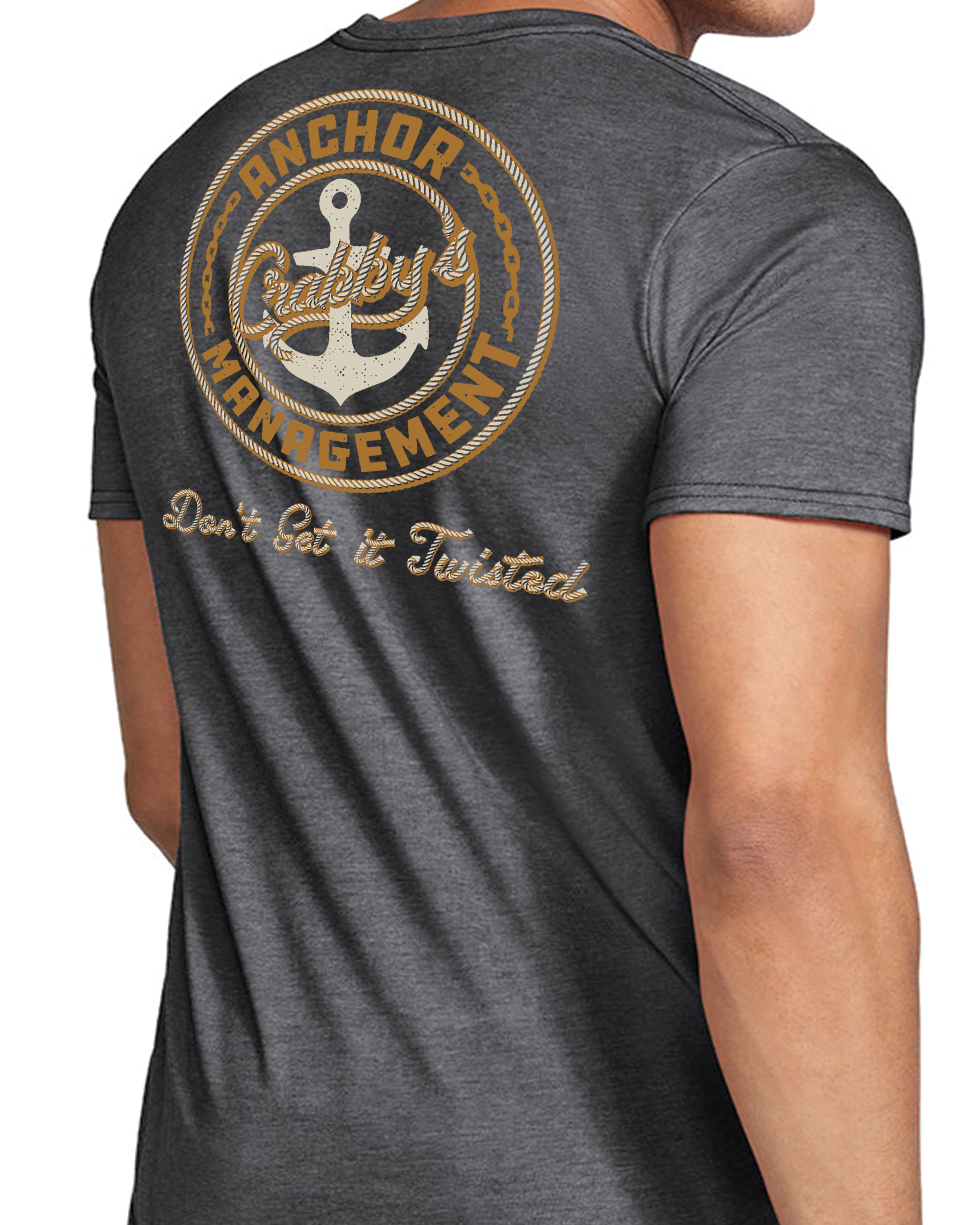 Beachside Crabby's Anchor Mgmt Tee - Old Gold Ink (Heather Dark