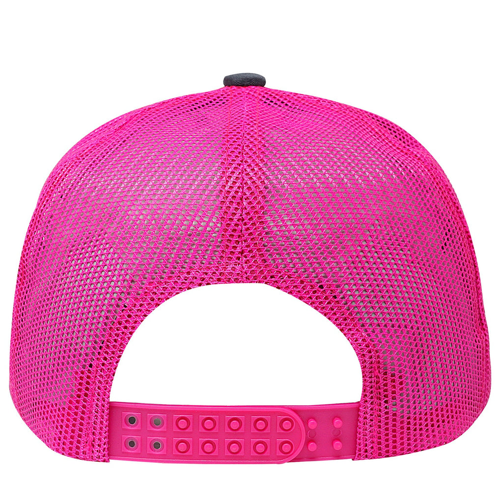 One Size Charcoal/Neon Pink Cobra Cap C112 