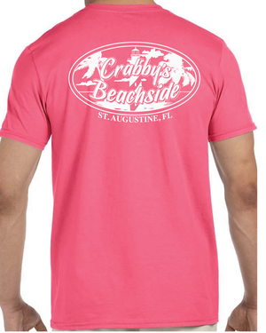 3X-Large Coral Silk Beachside HG Crabby's Beachside St. Augustine LOGO 