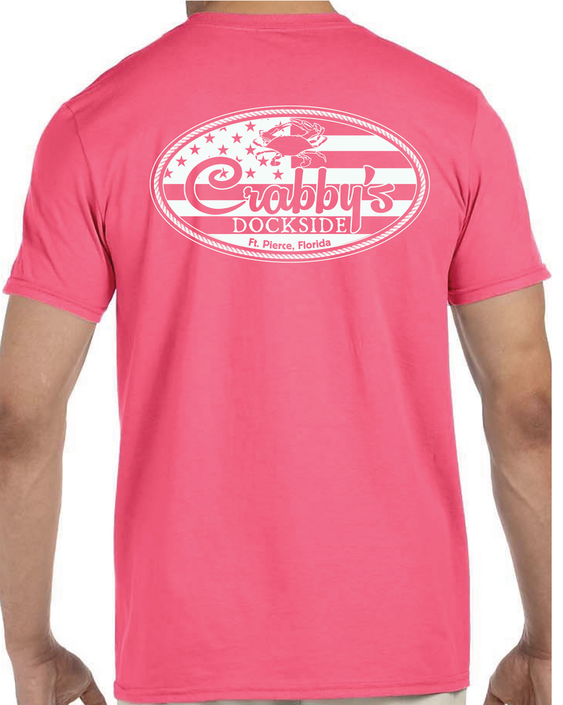 3X-Large Coral Silk Beachside HG Crabby's Dockside Ft. Pierce LOGO 