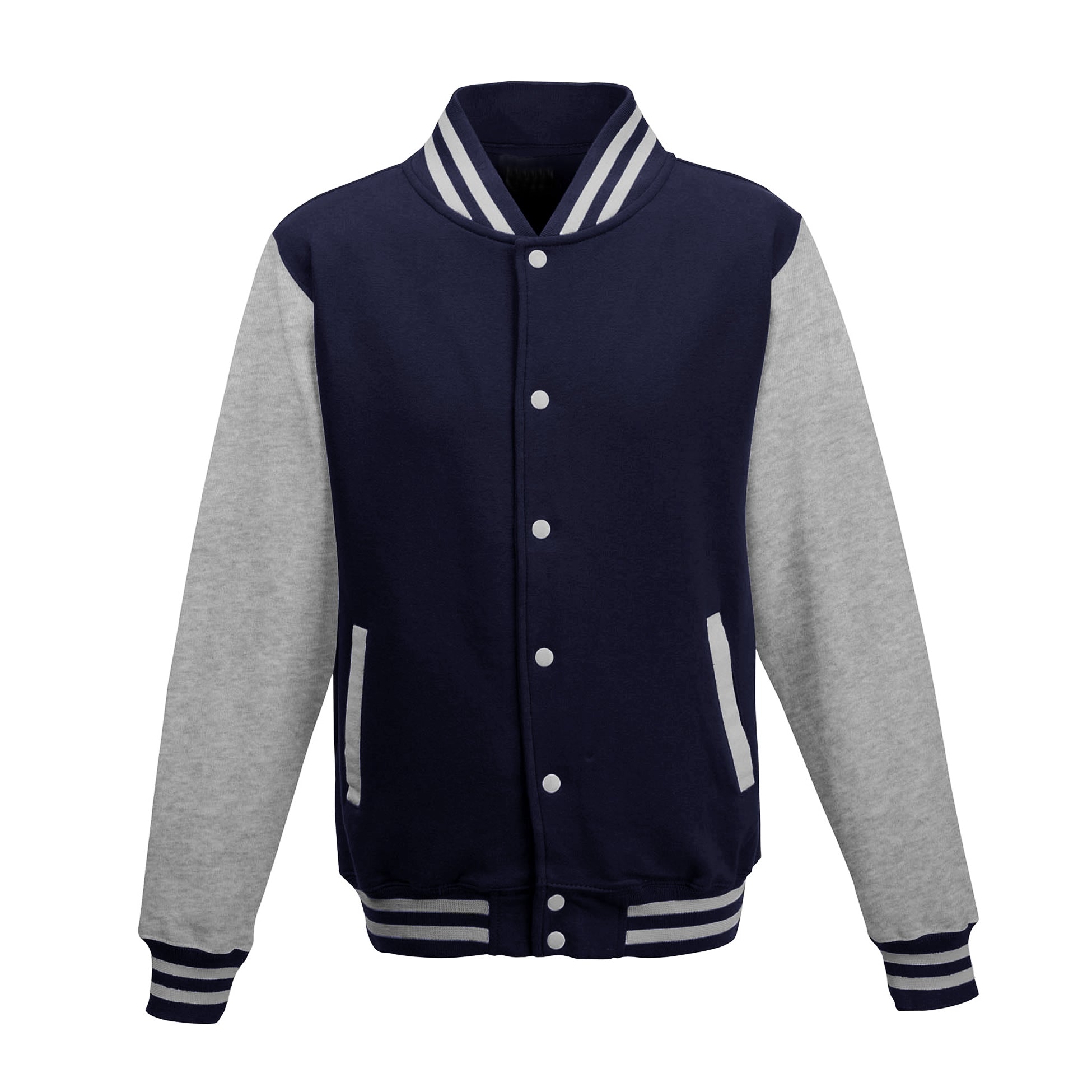 AWDis Youth Fleece Letterman Jacket (Oxford Navy / Heather