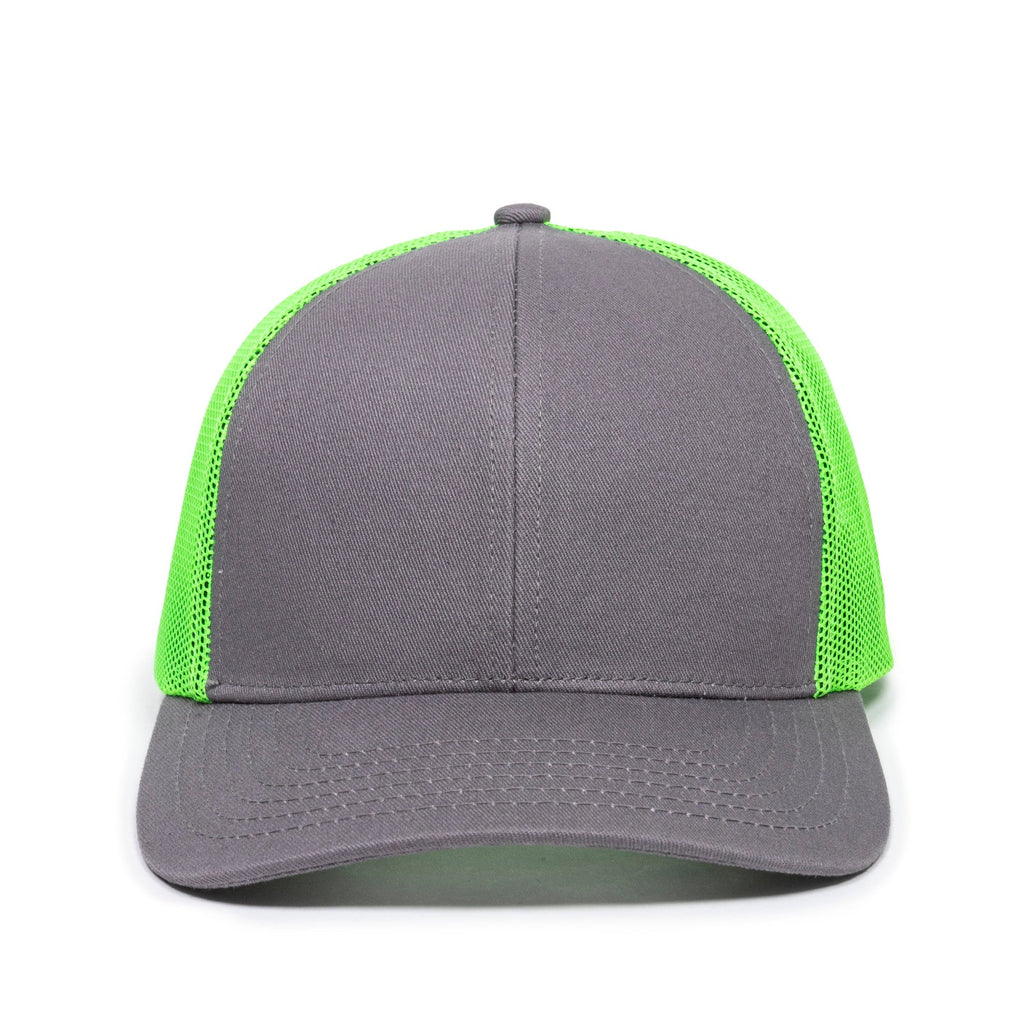 One Size Charcoal/Neon Green Outdoor Cap OC770 