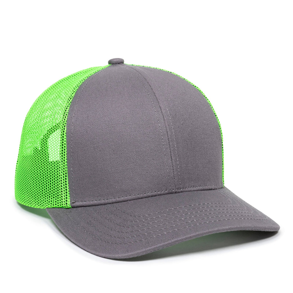 One Size Charcoal/Neon Green Outdoor Cap OC770 