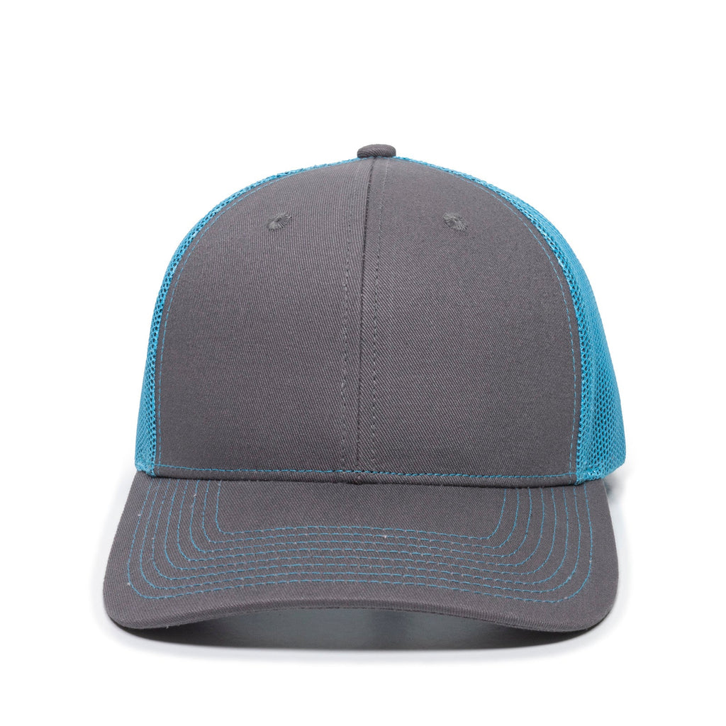 One Size Charcoal/Neon Blue Outdoor Cap OC771 