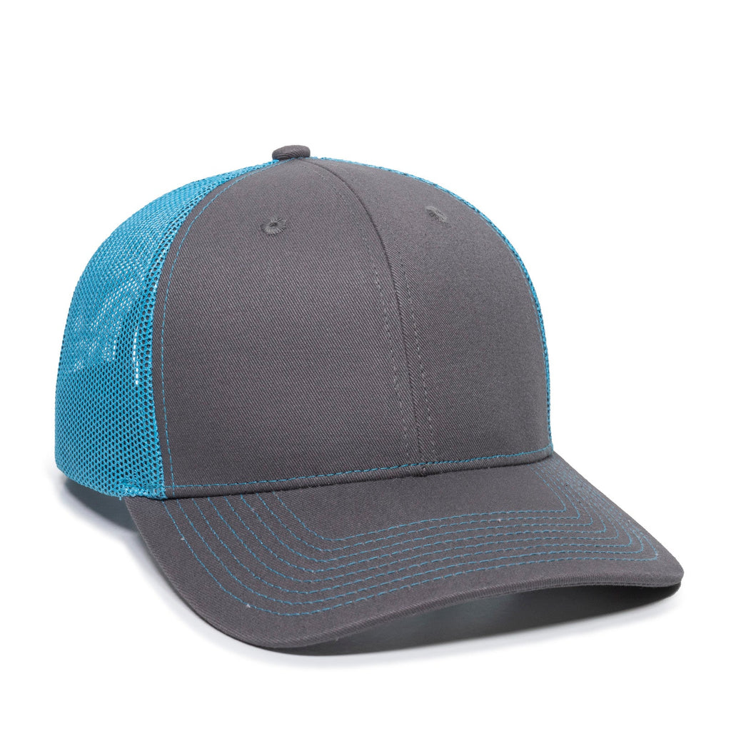 One Size Charcoal/Neon Blue Outdoor Cap OC771 