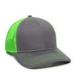 One Size Charcoal/Neon Green Outdoor Cap OC771 
