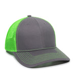 One Size Charcoal/Neon Green Outdoor Cap OC771