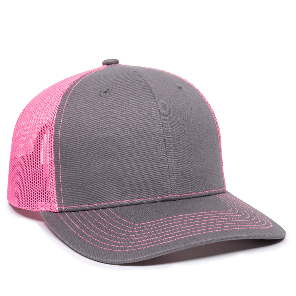One Size Charcoal/Neon Pink Outdoor Cap OC771 