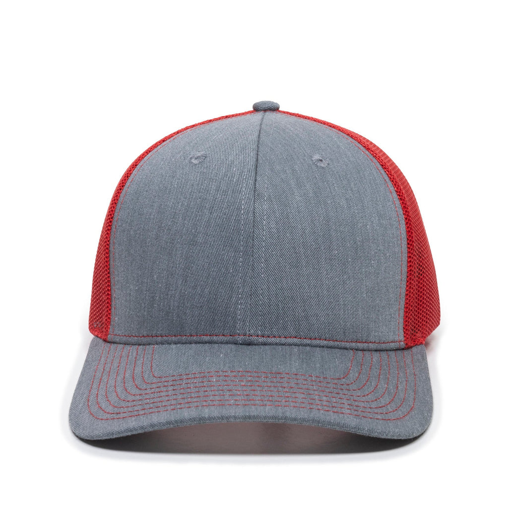 One Size Heathered Grey/Red Outdoor Cap OC771 