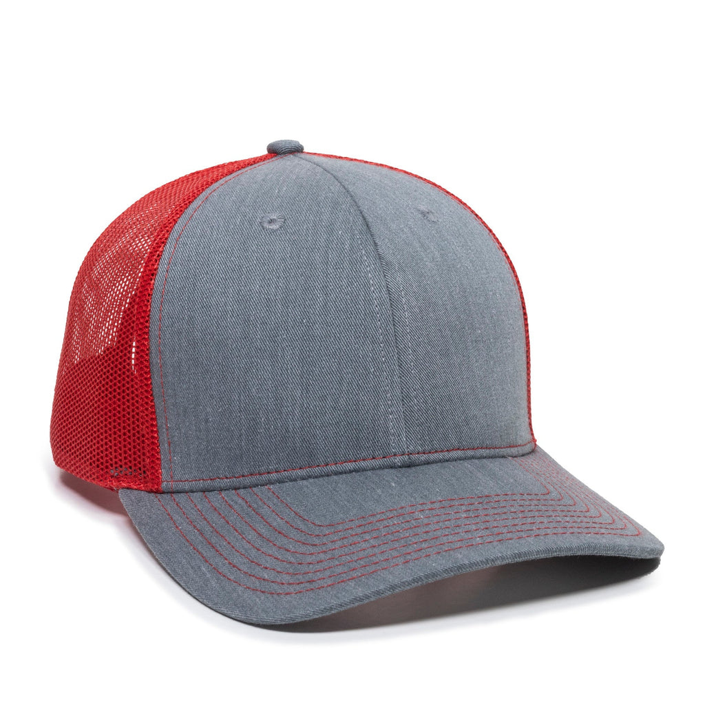 One Size Heathered Grey/Red Outdoor Cap OC771 
