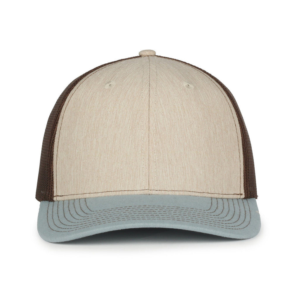 One Size Heathered Stone/Brown/Ln Ocean Blue Outdoor Cap OC771 