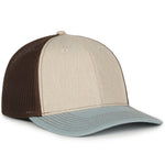 One Size Heathered Stone/Brown/Ln Ocean Blue Outdoor Cap OC771