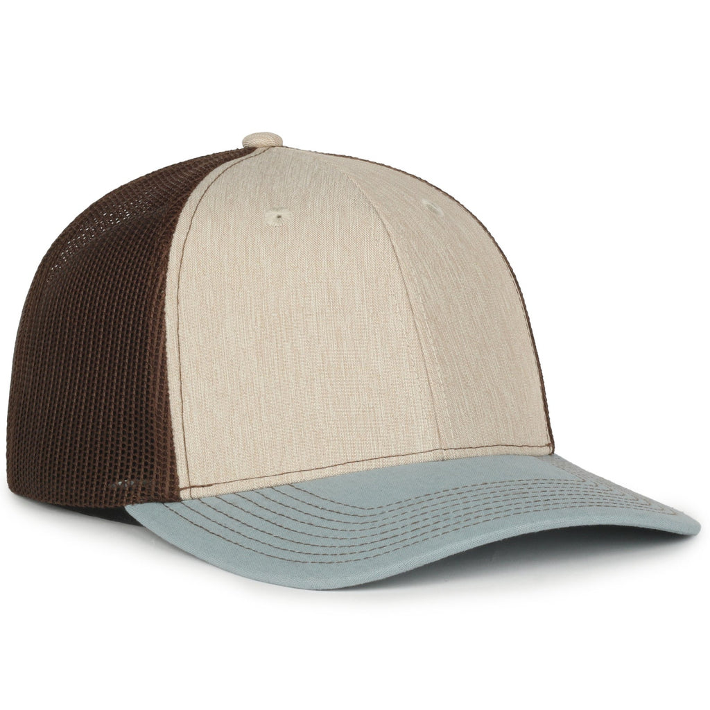 One Size Heathered Stone/Brown/Ln Ocean Blue Outdoor Cap OC771 