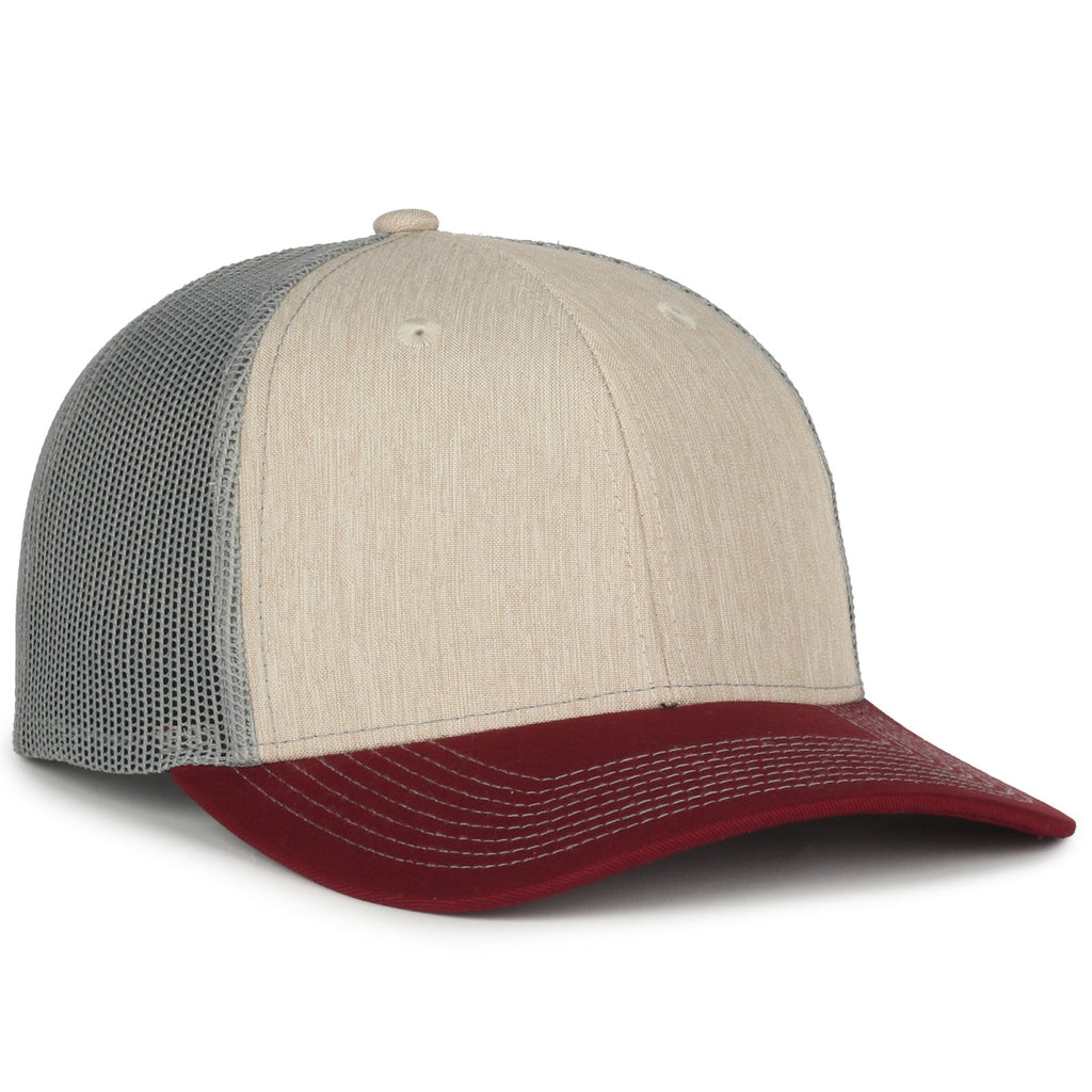 One Size Heathered Stone/Grey/Maroon Outdoor Cap OC771 