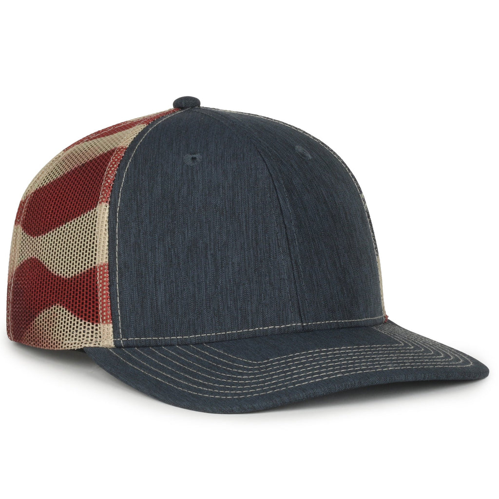 One Size Ln Heathered Navy/Old Glory Outdoor Cap OC771PM 