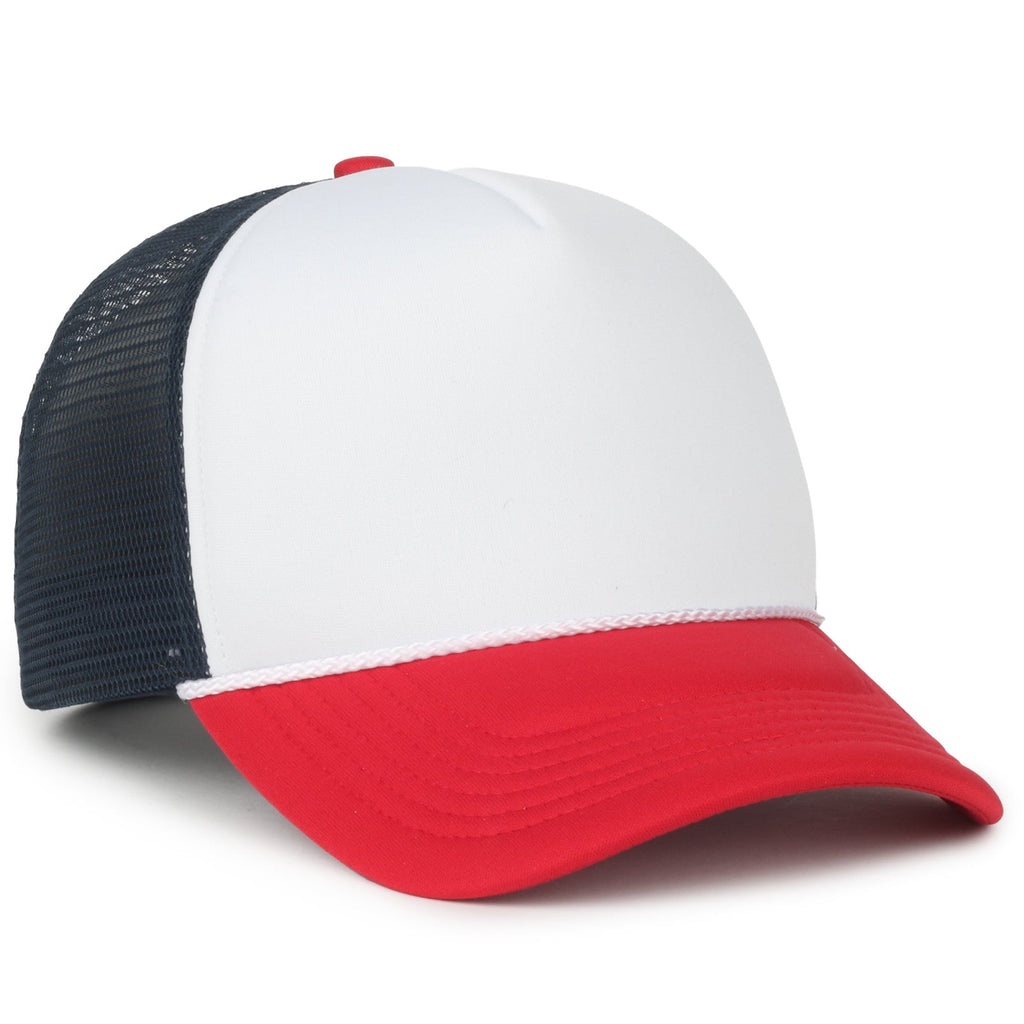 One Size White/Navy/Red Outdoor Cap OCFOAM 