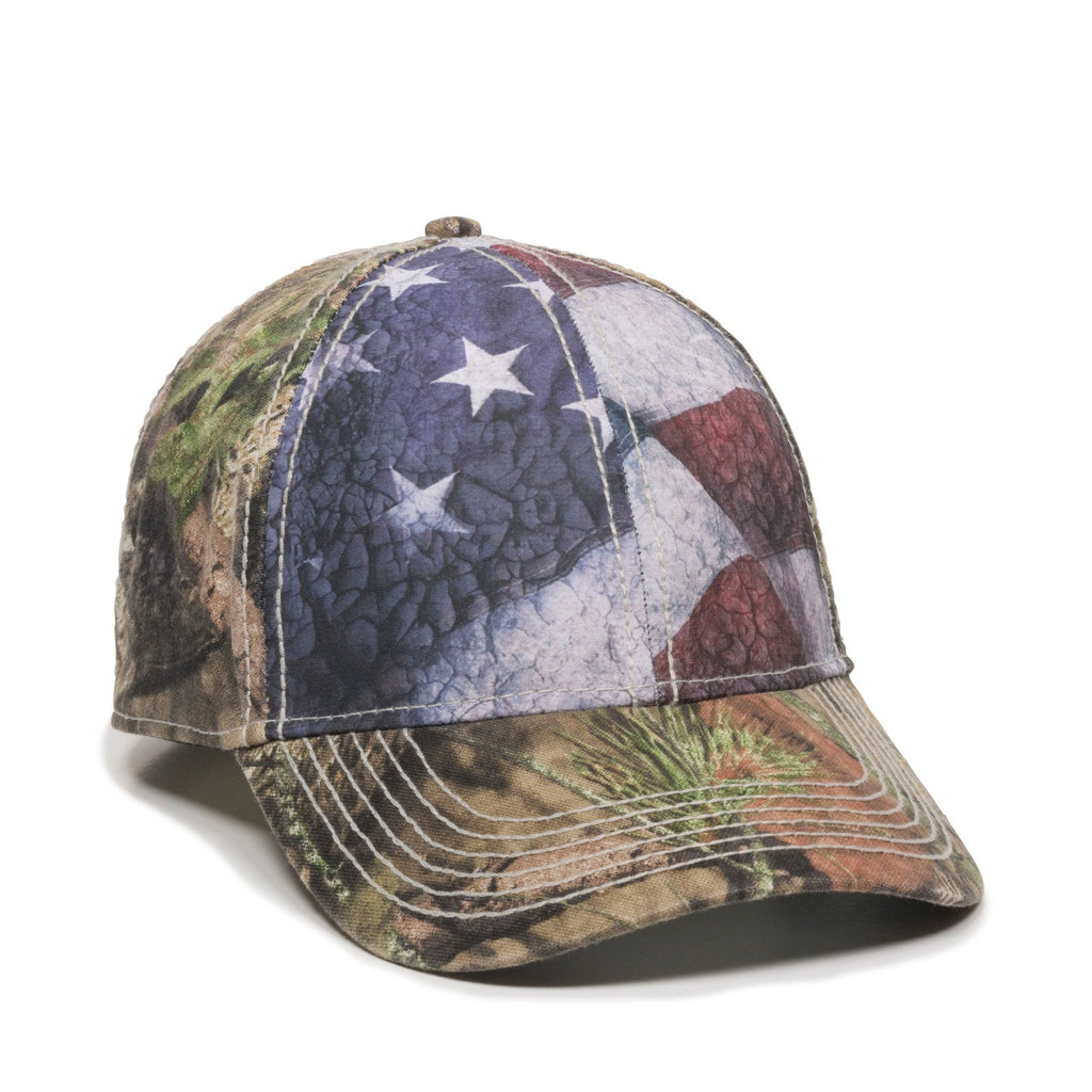 One Size American Flag/Mossy Oak® Break-Up Country® Outdoor Cap SUS-100 